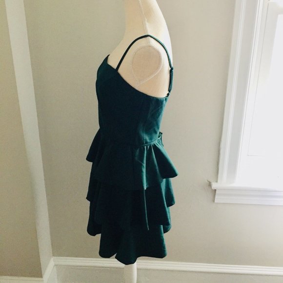Anthropology Altar'd State Green Tier Ruffle Dress Keyhole Back Size Med - Picture 2 of 6